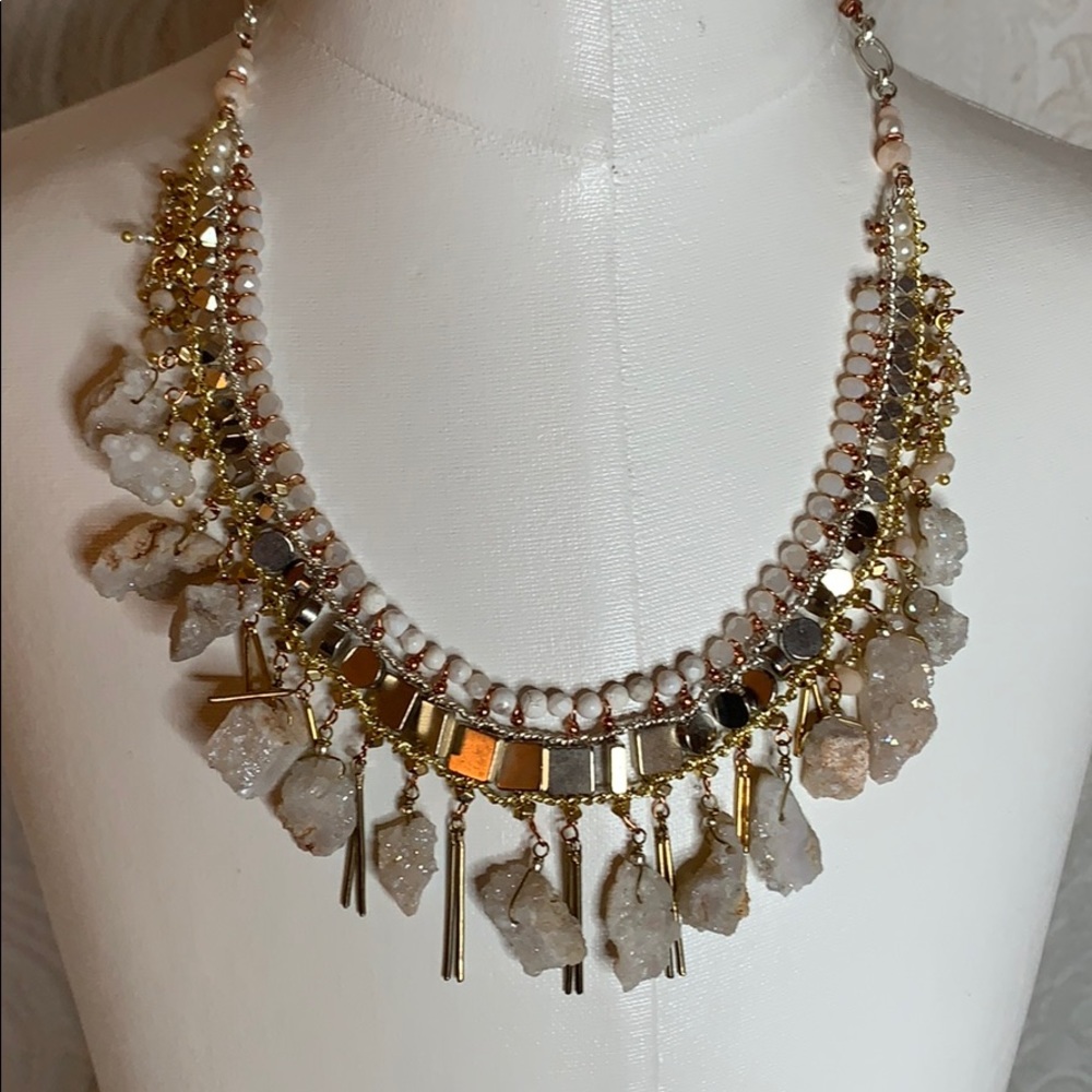 Boho druzy stone necklace